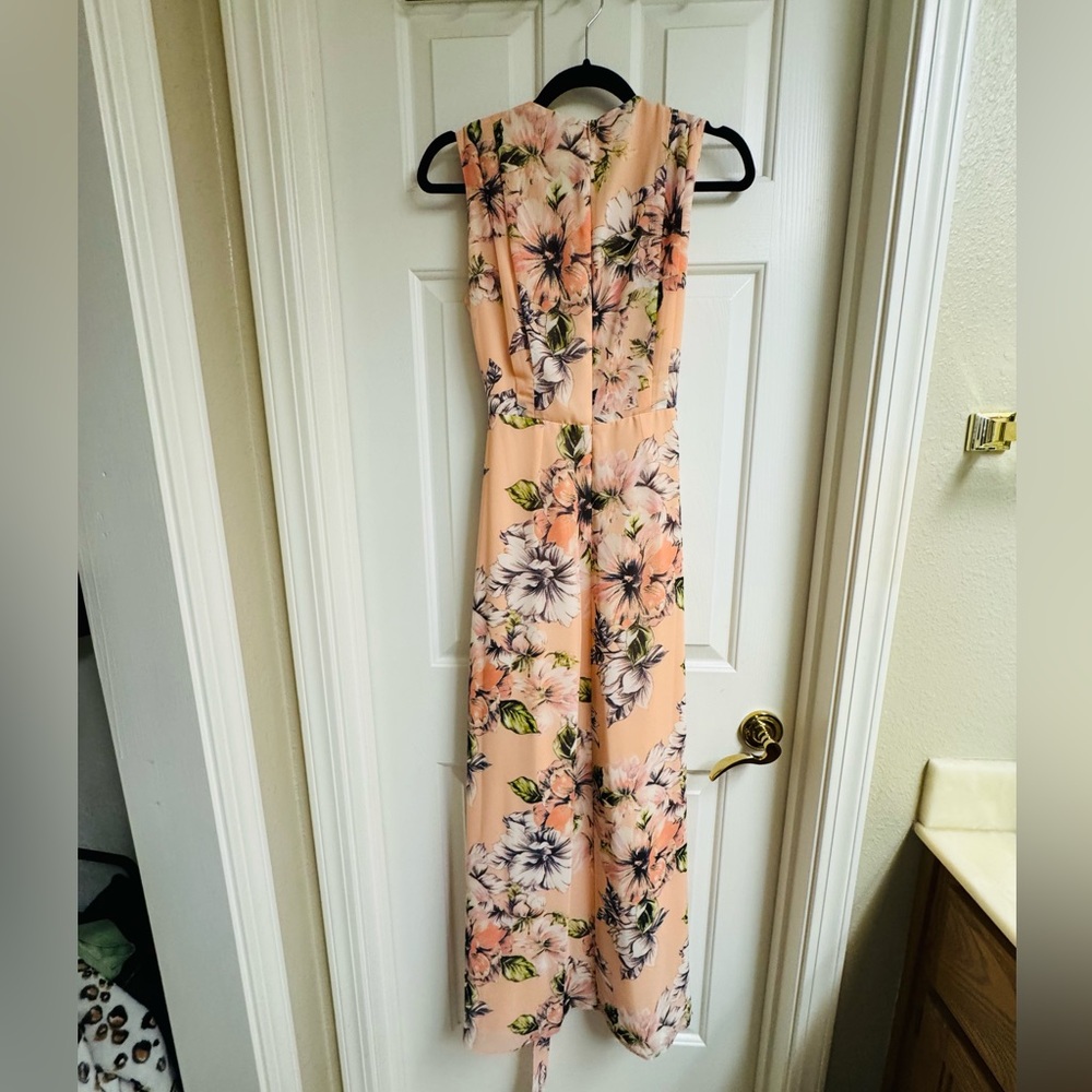 Eliza J Peach Floral Backless Dress